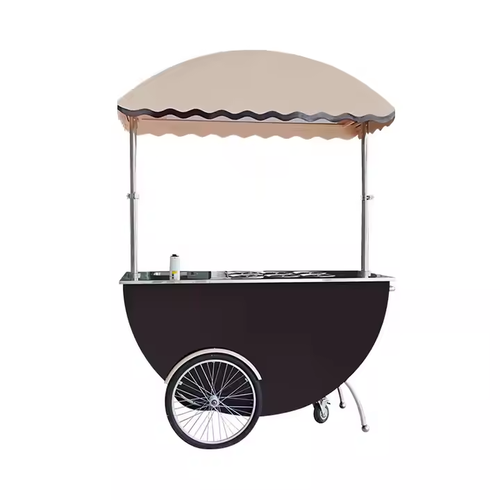 Small and exquisite vending cart with canopy and freezer
