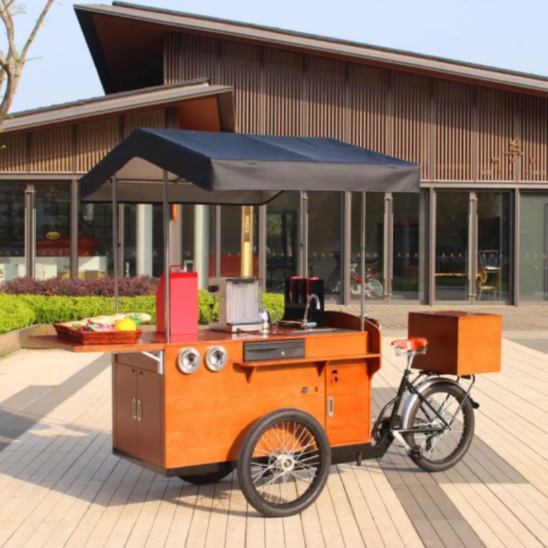 Coffee bike with wooden decoration
